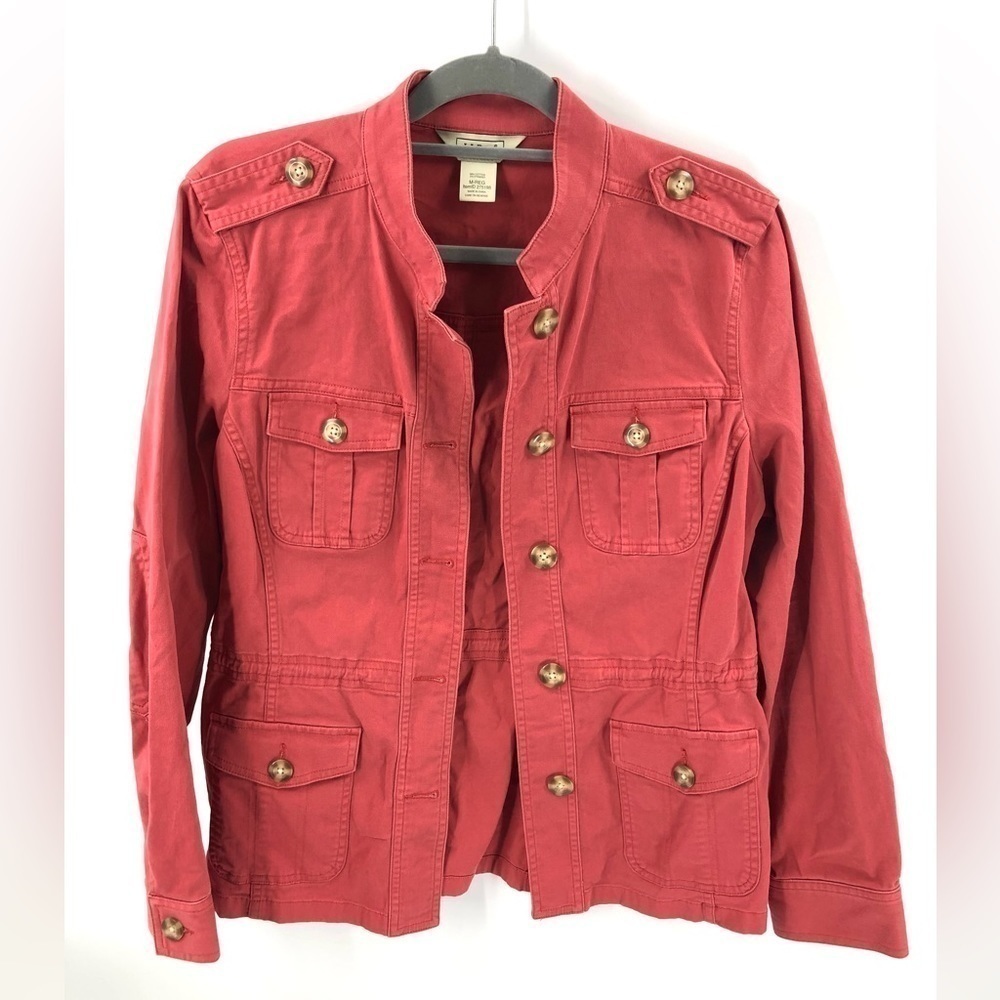 LL Bean Field Jacket Womens Medium Military Utility Cargo Chore Gorp Pockets
